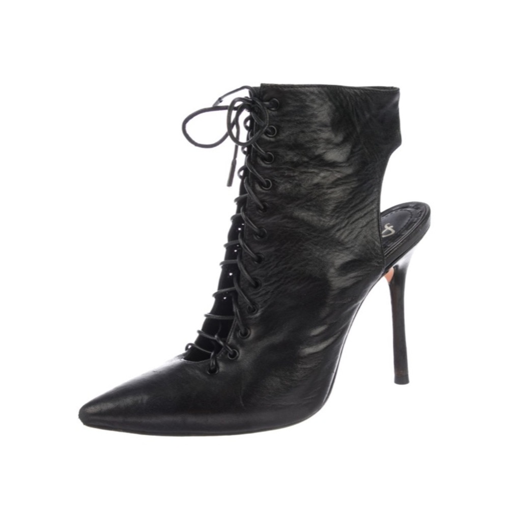 Alice + Olivia leather lace-up ankle boots